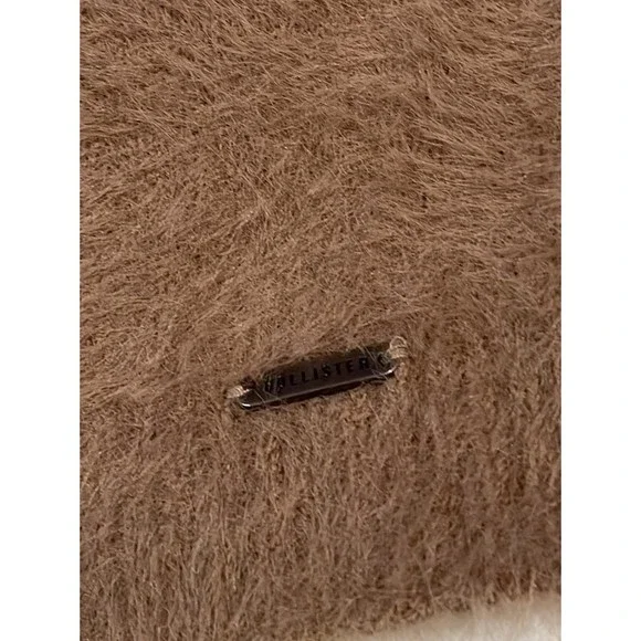 Fuzzy brown cropped soft Hollister Tank blouse Top M - Picture 4 of 12